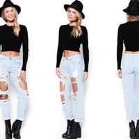 Erika Black Torn Boyfriend Jeans - Thumbnail 1