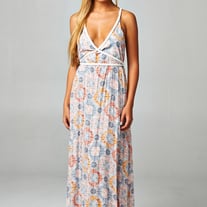 Tapestry Print Braided Detail Maxi Dress 