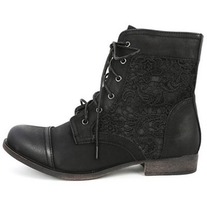 Black Short Bootie With Lace Detail