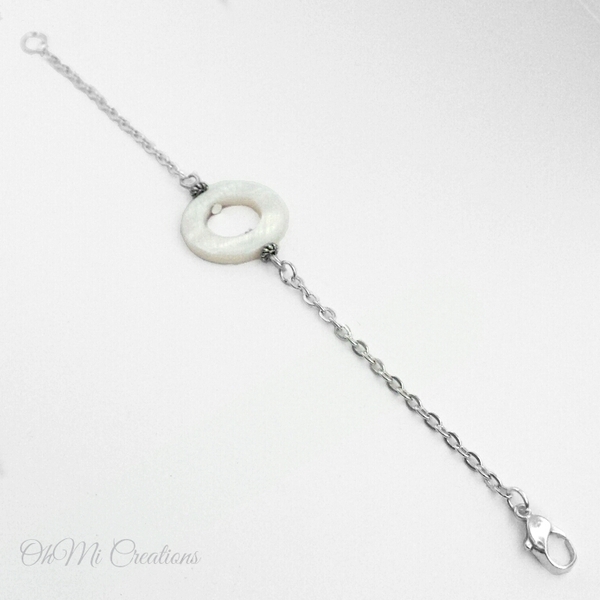 Shell Bracelet White Abalone and Chain