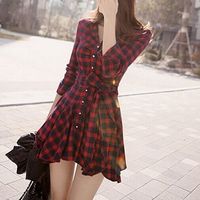 Red Retro Plaid Dress - Thumbnail 1