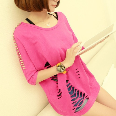 Rivet cut out hollow shirt - Thumbnail 5