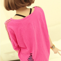 Rivet Cut Out Hollow Shirt - Thumbnail 1