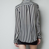 Vertical Striped Long Sleeve Blouse - Thumbnail 2