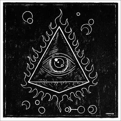Illuminati flaming eye and symbols