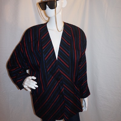 Vintage more black red stripe blazer size 1x