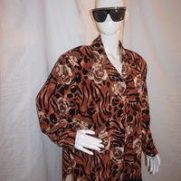 Vintage Brown Animal Print Top Size 1x - Thumbnail 1