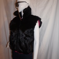 Vintage Black Rabbit Fur Reversible Vest Size M  - Thumbnail 2