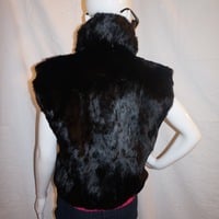 Vintage Black Rabbit Fur Reversible Vest Size M  - Thumbnail 3