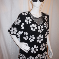 Vintage Stenay Black/White Sequins Top Size 1x - Thumbnail 1