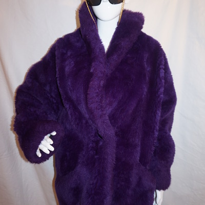 Vintage gloria vanderbelt purple faux fur coat size 2x-3x