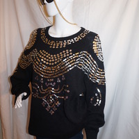 Vintage Bonnie Boerer Silver Beaded Sweater Size 2x - Thumbnail 1