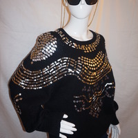 Vintage Bonnie Boerer Silver Beaded Sweater Size 2x - Thumbnail 2