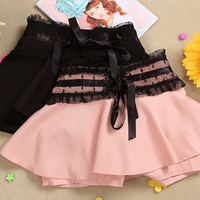 Dot Lace High Waist Shorts Skirt - Thumbnail 4