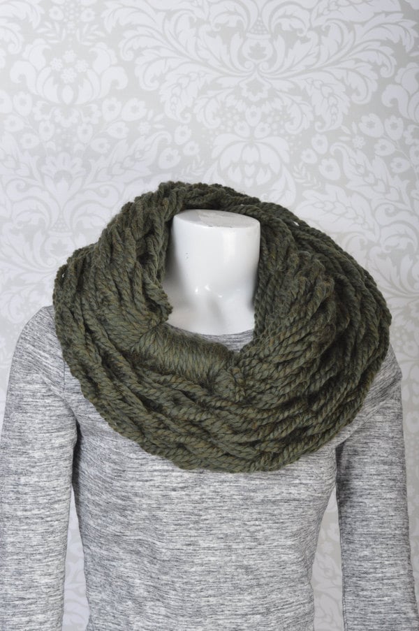 Arm Knit Scarf - Olive Green
