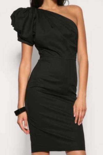 Exaggerated One Shoulder Pencil Dress