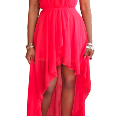 Chiffon wrap hi lo dress - Thumbnail 5