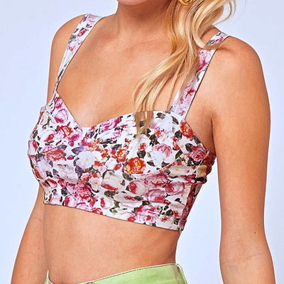 Floral crop corset top - Thumbnail 5