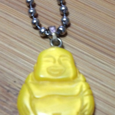 Happy buddha pendant-yellow-necklace-unisex