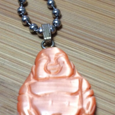 Happy buddha pendant-orange-necklace-unisex
