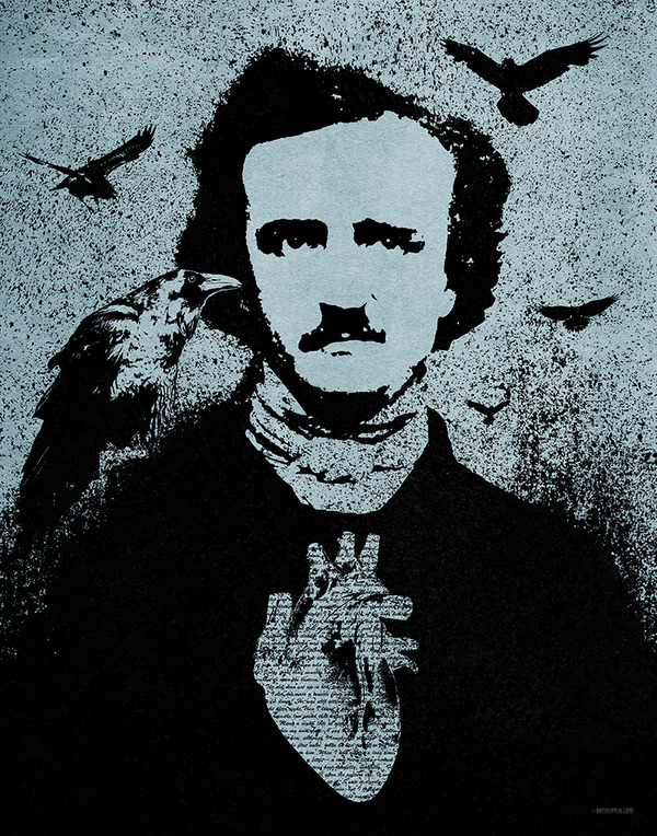Poe with Ravens and Heart