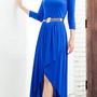 Fashion Cotton Asymmetrical Maxi Plain Womens Dresses 023-150114015-3