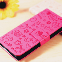 Girly Pink Leather Case Cover for iPhone 5 - Thumbnail 1