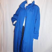 Vintage Blue Trench Coat Size 3x - Thumbnail 2