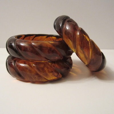 New oversized amber bangle set