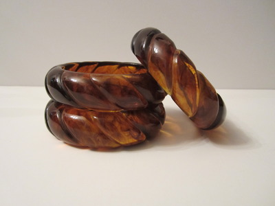 New oversized amber bangle set