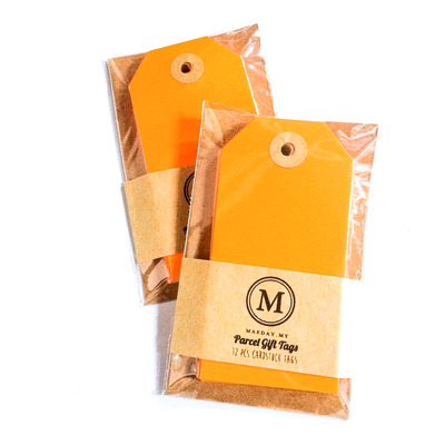 Orange parcel gift tags