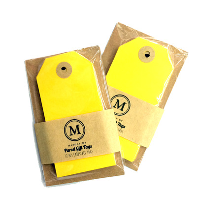 Yellow parcel gift tags
