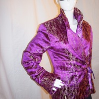 Vintage Terra Mina Pink/Gold Tie Blazer Size L - Thumbnail 1