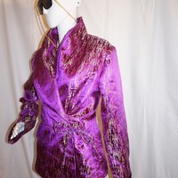 Vintage Terra Mina Pink/Gold Tie Blazer Size L - Thumbnail 2