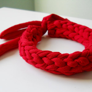 Red Chunky Crocheted T-Shirt Yarn Bracelet