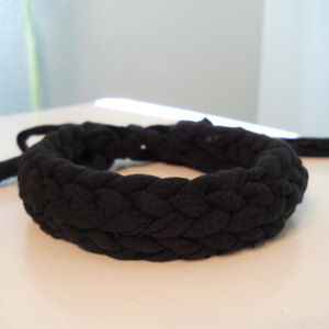 Black Chunky Crocheted T-Shirt Yarn Bracelet