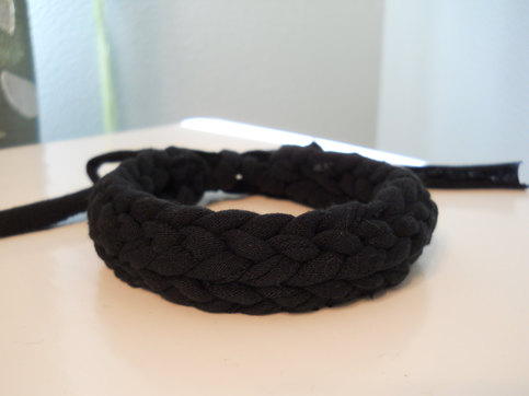 Black Chunky Crocheted T-Shirt Yarn Bracelet