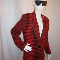 Vintage Cedars Red/Black Beaded Blazer Size M-L - Thumbnail 1