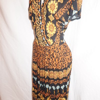 Vintage Black/Gold Phoboe Dress Size L  - Thumbnail 2