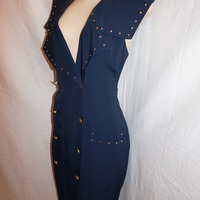 Vintage Joseph Ribkoff Navy blue/Gold button dress Size M-L - Thumbnail 2