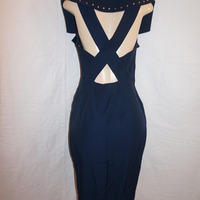 Vintage Joseph Ribkoff Navy blue/Gold button dress Size M-L - Thumbnail 3