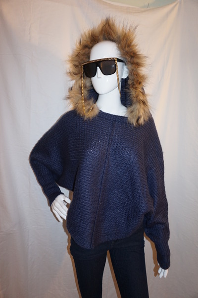 Vintage the pink tulip purple hooded fur sweater size s-m