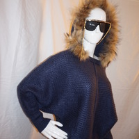 Vintage The Pink Tulip Purple Hooded Fur Sweater Size S-M - Thumbnail 1