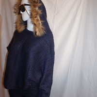 Vintage The Pink Tulip Purple Hooded Fur Sweater Size S-M - Thumbnail 2