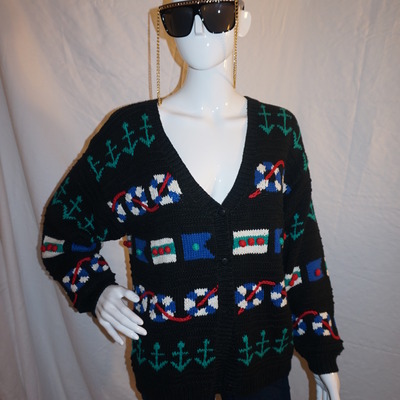 Vintage bryan connecly black button up sweater size l