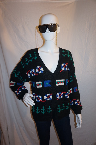 Vintage bryan connecly black button up sweater size l