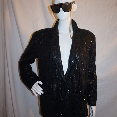 Vintage sandy starkman black sequins blazer size m-l