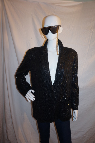 Vintage sandy starkman black sequins blazer size m-l