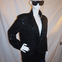 Vintage Sandy Starkman Black Sequins Blazer Size M-L - Thumbnail 1