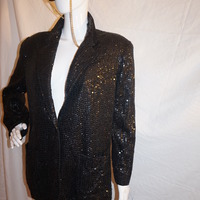 Vintage Sandy Starkman Black Sequins Blazer Size M-L - Thumbnail 2